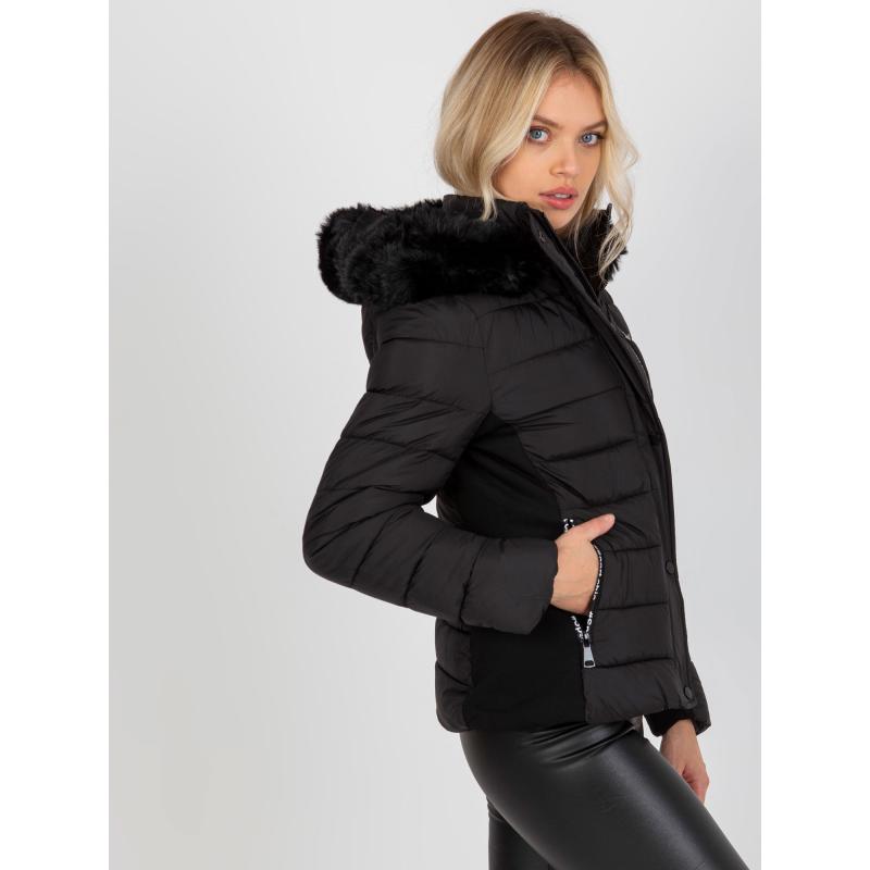 Női átmeneti kapucnis dzseki steppelt AMI fekete