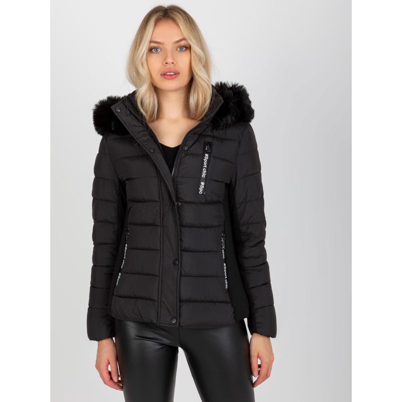 Női átmeneti kapucnis dzseki steppelt AMI fekete