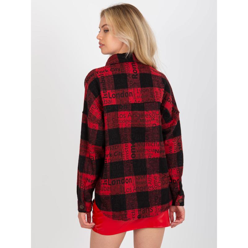 Dámska košeľa s nápismi kockovaná AVIANA čierno-červená