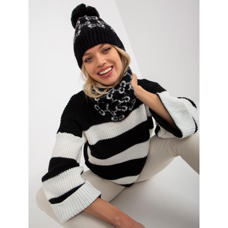 Női mintás kémény ANDREA fekete-fehér