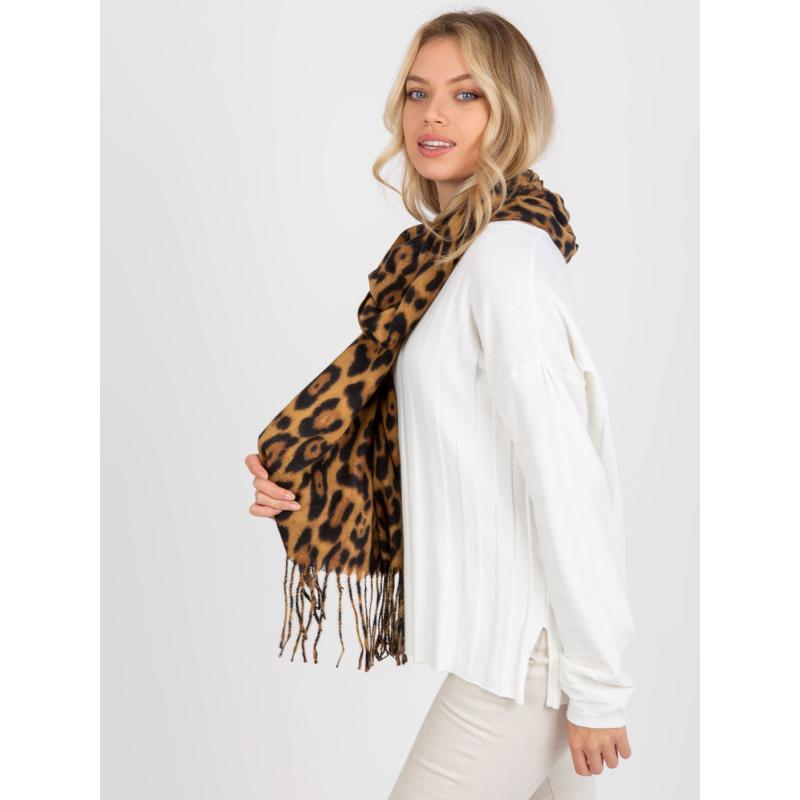 Dámsky šál so zvieracou potlačou SCARLETTE čierno hnedá