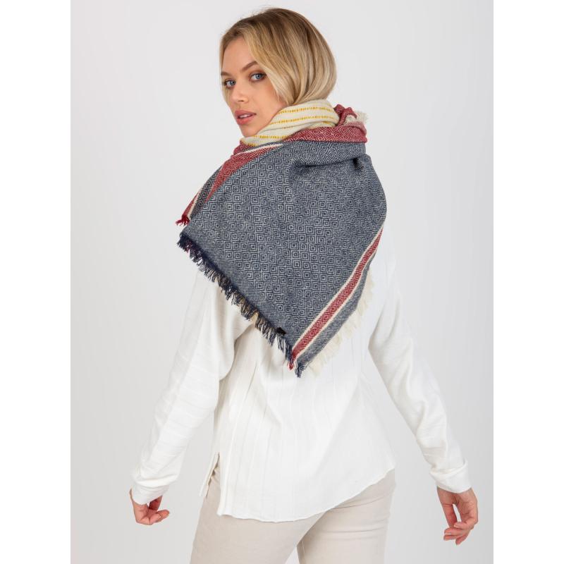 Dámská šála vzorovaná zimní MIAKELA s vlnou námořnicky červená 