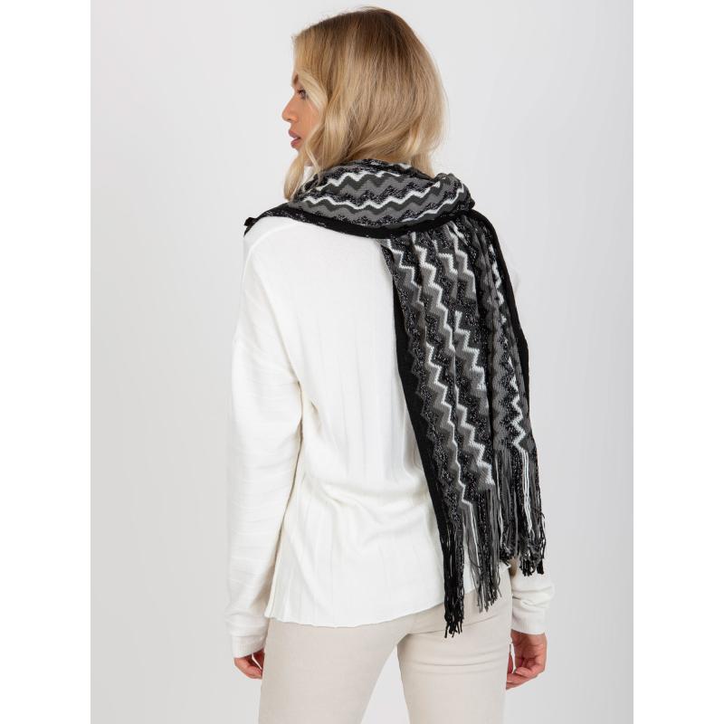 Női mintás sál csillogó fonallal ANAHI fekete