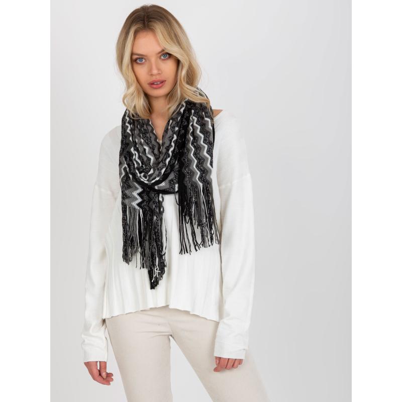 Női mintás sál csillogó fonallal ANAHI fekete