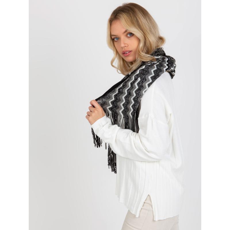 Női mintás sál csillogó fonallal ANAHI fekete