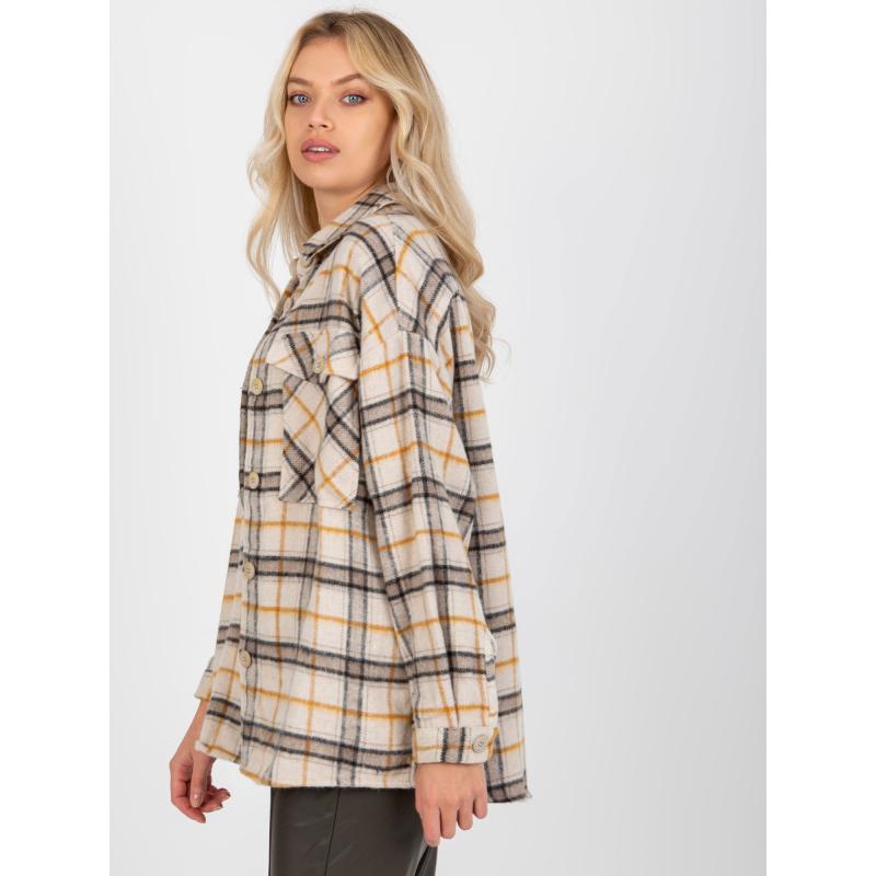 Dámská košile se zapínáním na knoflíky kostkovaná ELICIA béžová  