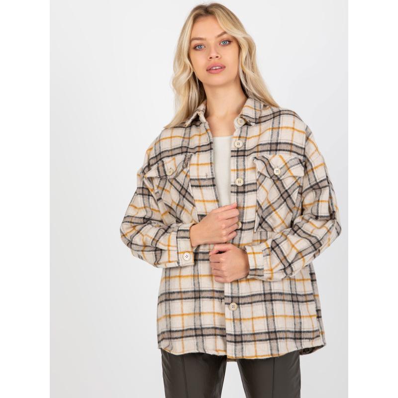 Dámská košile se zapínáním na knoflíky kostkovaná ELICIA béžová  