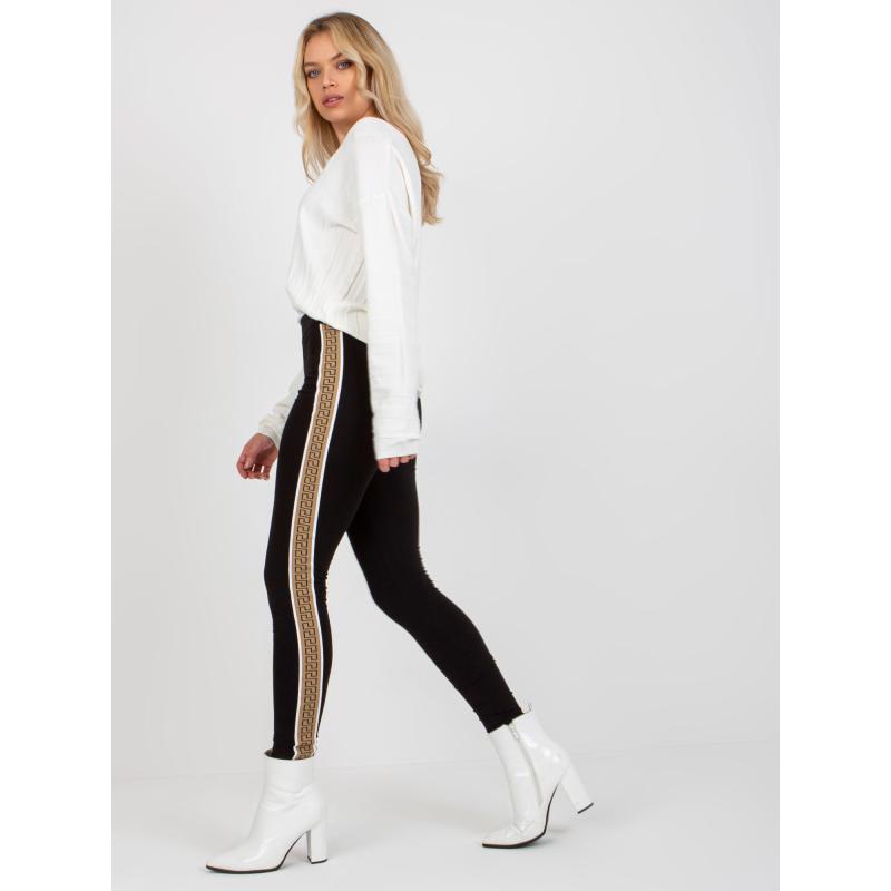 Dámske legíny s pruhmi ISABELL čierno-béžové
