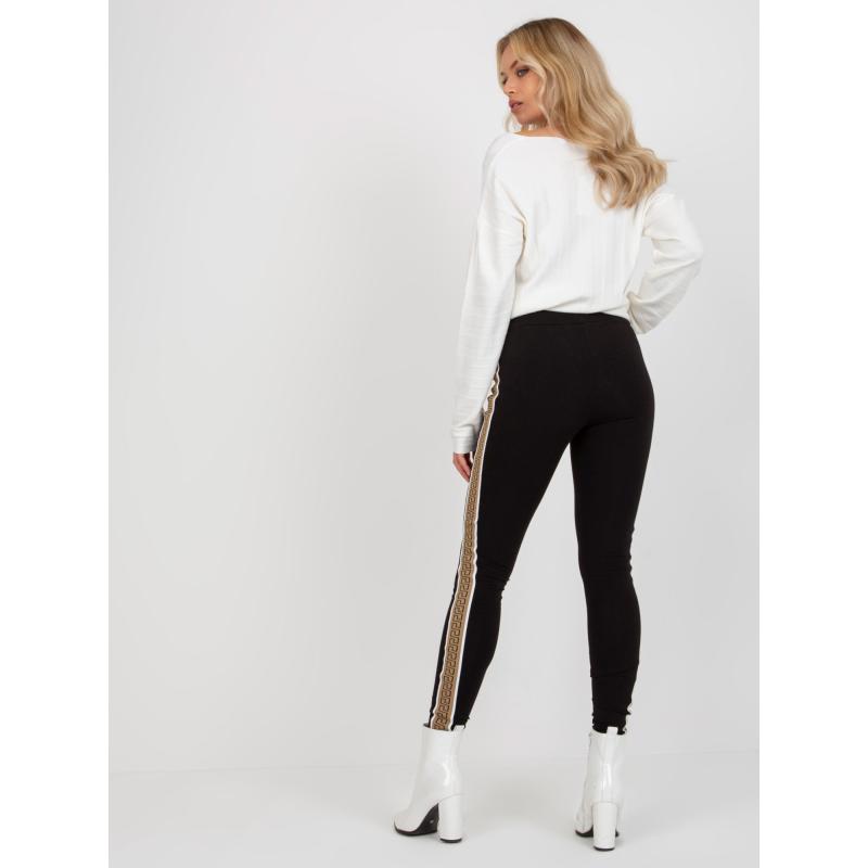 Dámske legíny s pruhmi ISABELL čierno-béžové