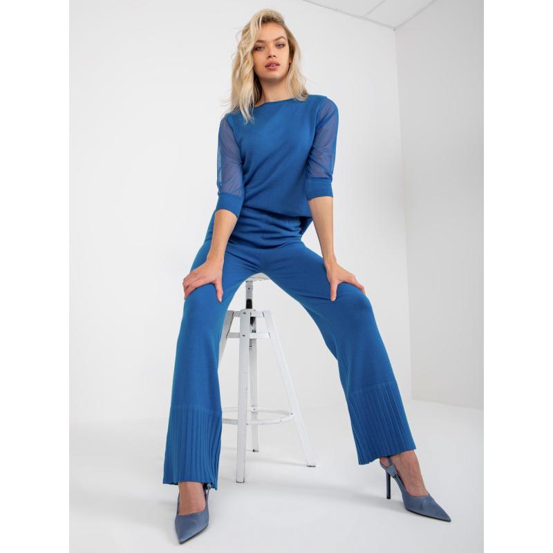 Dámské kalhoty se širokými nohavicemi AVERI tmavě modré