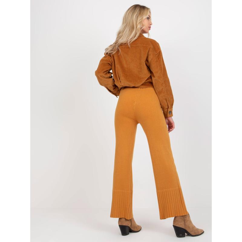 Dámské kalhoty s širokým pasem CHARLEE tmavě žluté 