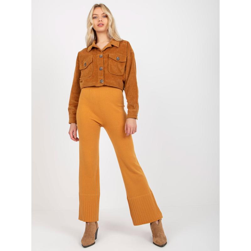 Dámské kalhoty s širokým pasem CHARLEE tmavě žluté 