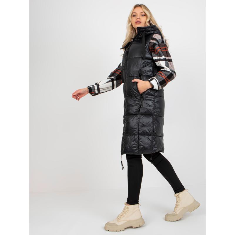 Dámská vesta s prošíváním dlouhá péřová FRESH MADE černá  