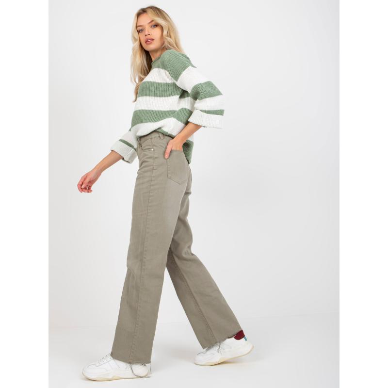 Dámske nohavice so širokými nohavicami FRESH MADE khaki