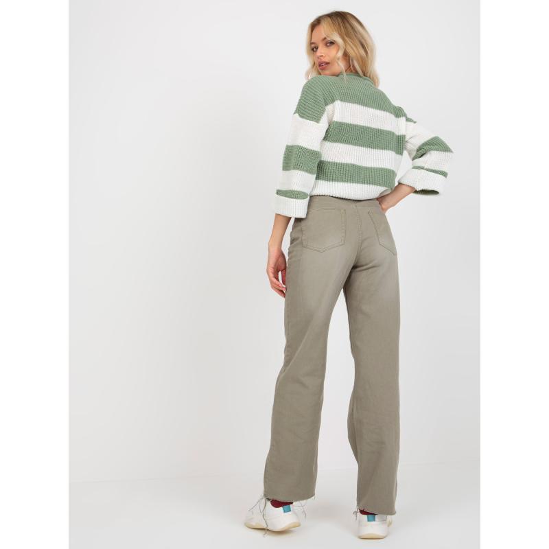 Dámske nohavice so širokými nohavicami FRESH MADE khaki