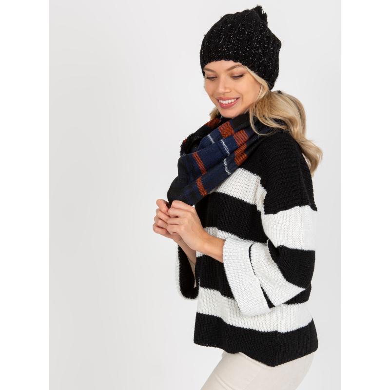 Dámsky komín s kockovanou potlačou PHOENIX námornícko-oranžový