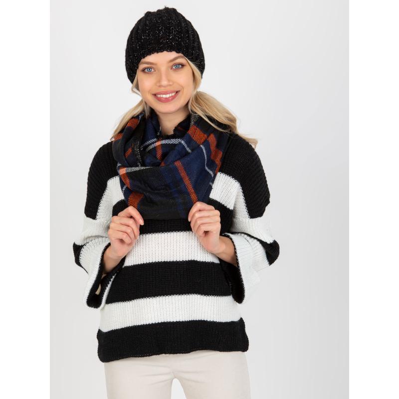 Dámsky komín s kockovanou potlačou PHOENIX námornícko-oranžový