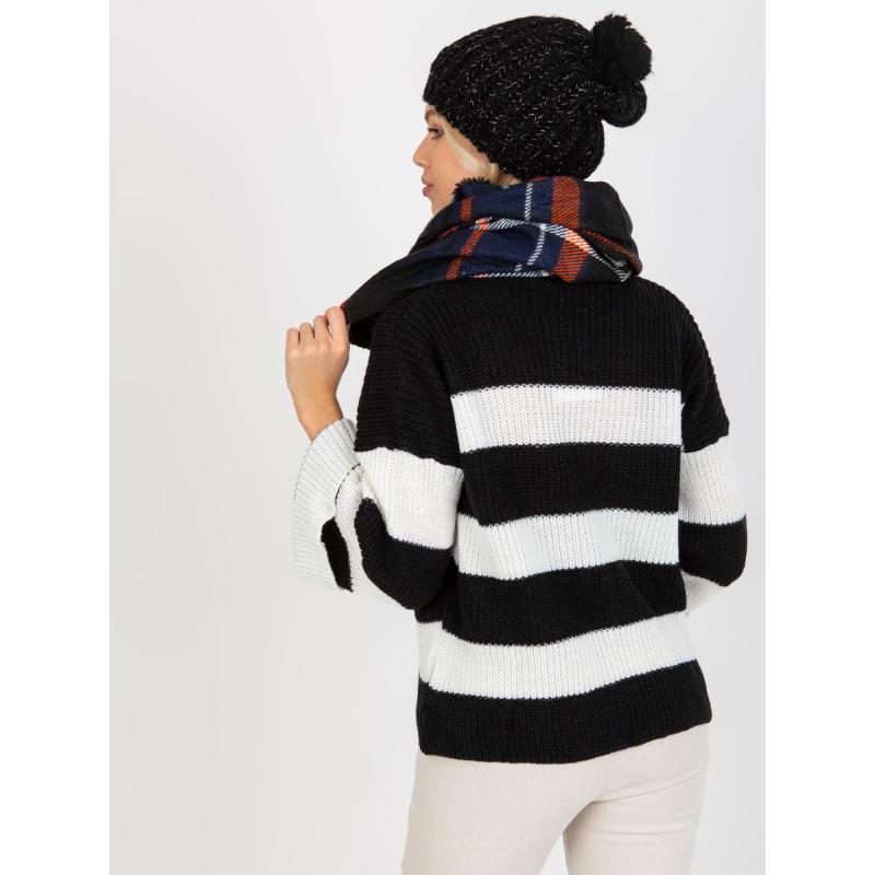 Dámsky komín s kockovanou potlačou PHOENIX námornícko-oranžový