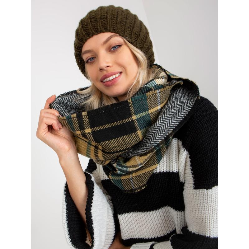 Dámsky kockovaný zimný komín AMANI čiernobiely