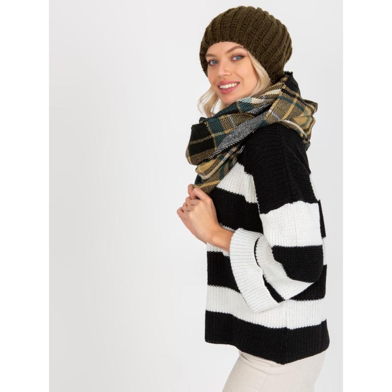 Dámsky kockovaný zimný komín AMANI čiernobiely