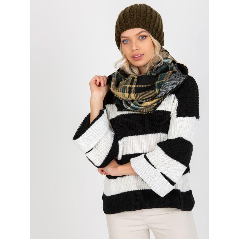 Dámsky kockovaný zimný komín AMANI čiernobiely