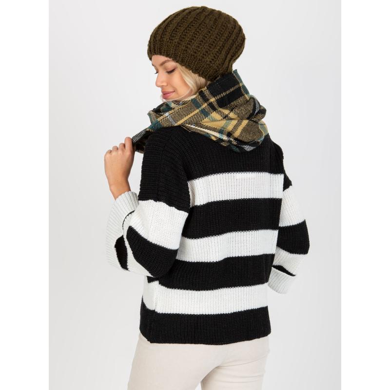 Dámsky kockovaný zimný komín AMANI čiernobiely