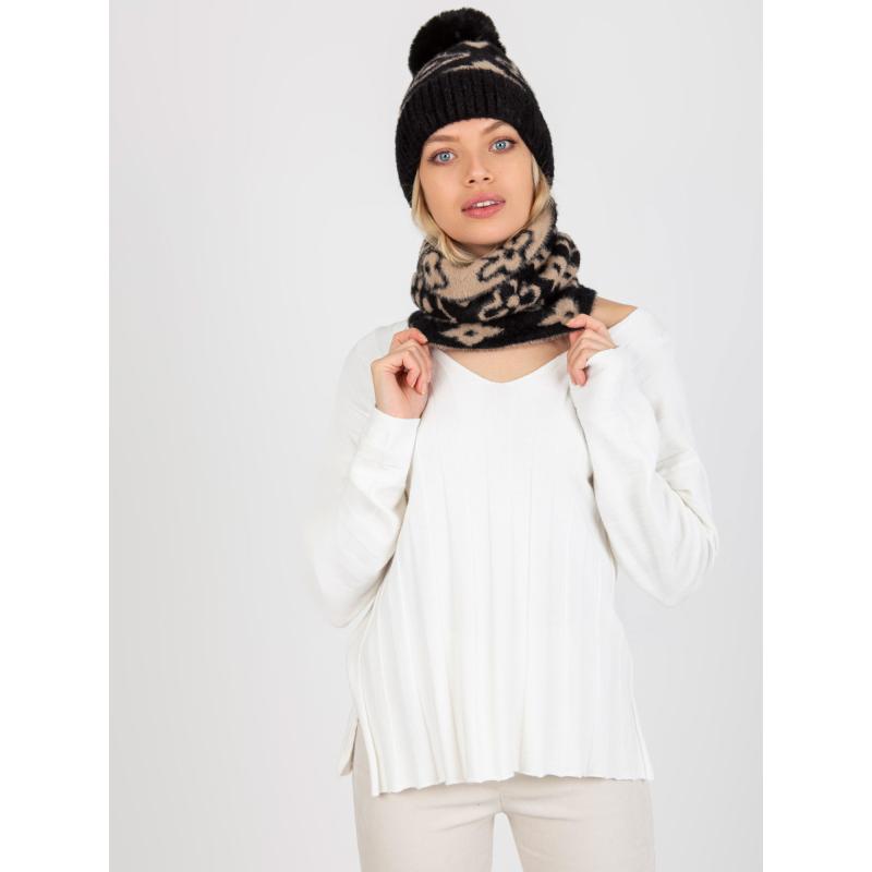 Dámský komín se vzorem HATTIE černo-béžový