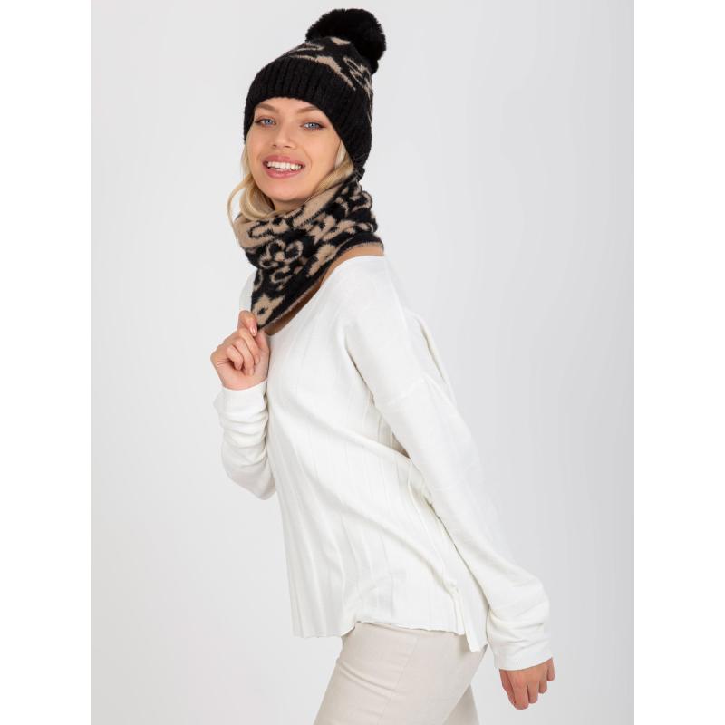 Dámský komín se vzorem HATTIE černo-béžový