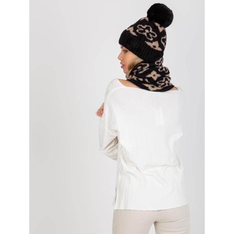 Dámský komín se vzorem HATTIE černo-béžový