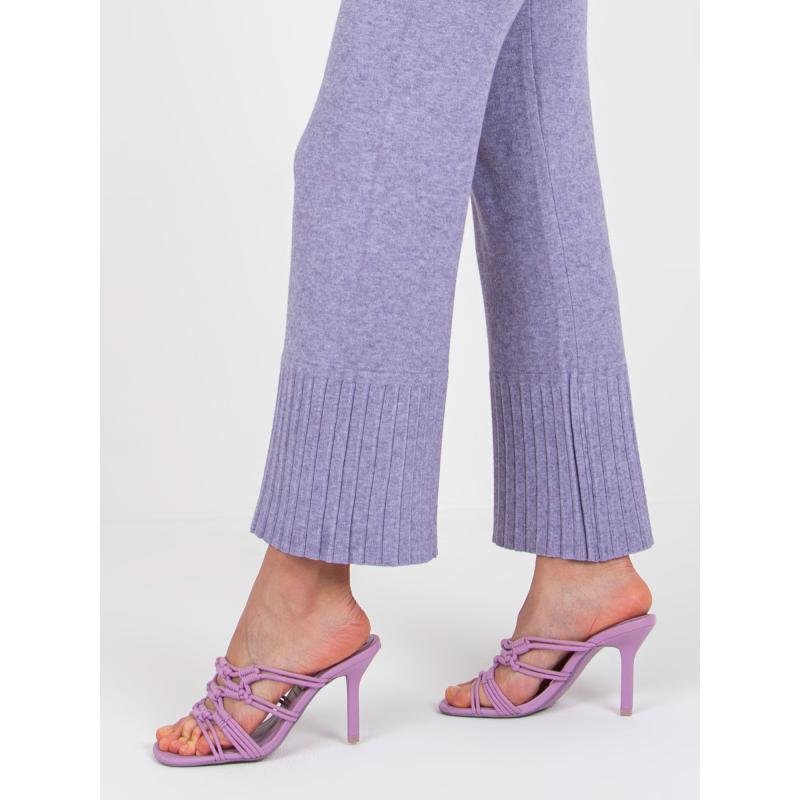 Dámské pletené kalhoty s vysokým pasem DEBORAH fialové 