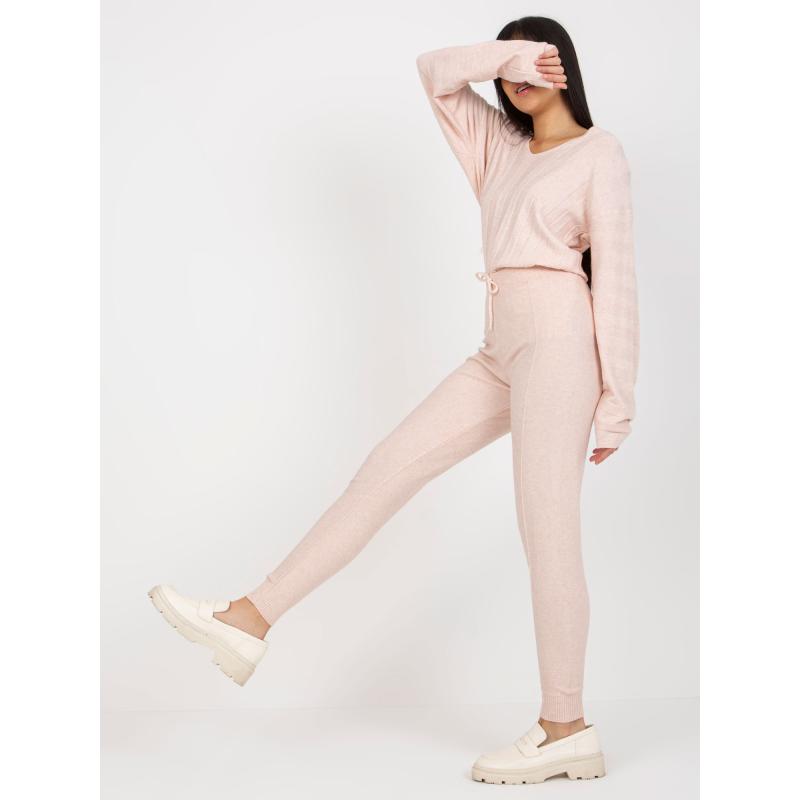 Női nadrág nyakkendővel CHERA világos rózsaszín