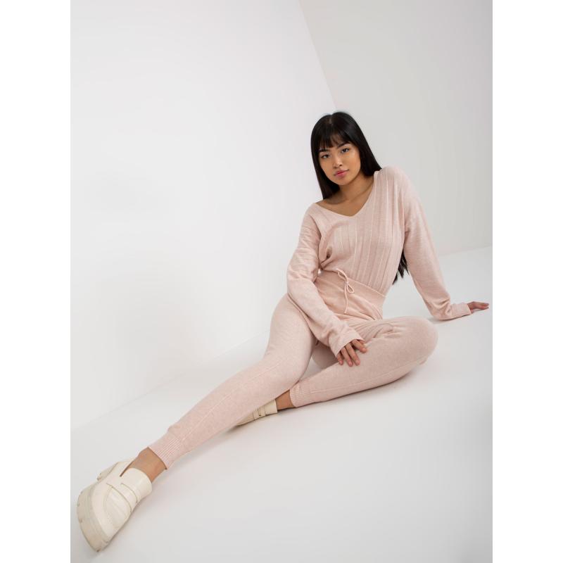 Női nadrág nyakkendővel CHERA világos rózsaszín