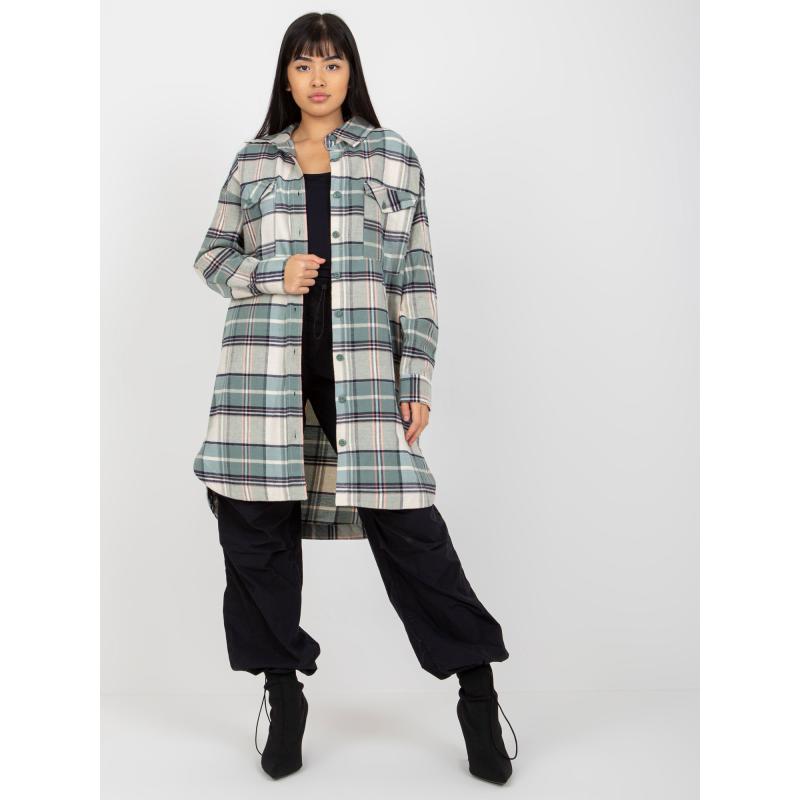 Női kockás hosszú ing STITCH & SOUL khaki színben