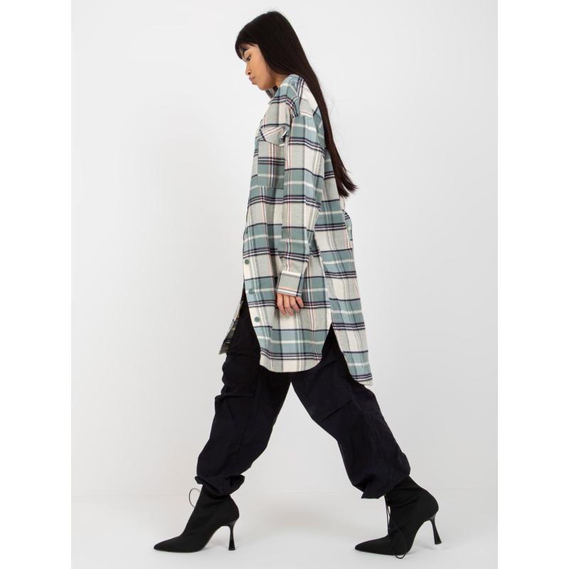 Női kockás hosszú ing STITCH & SOUL khaki színben