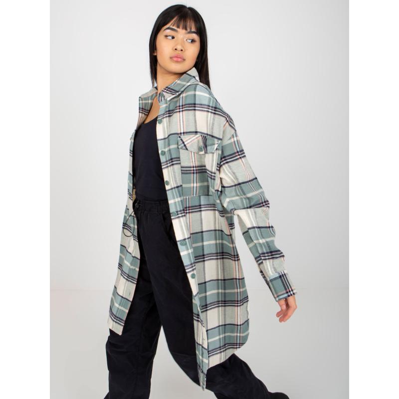 Női kockás hosszú ing STITCH & SOUL khaki színben