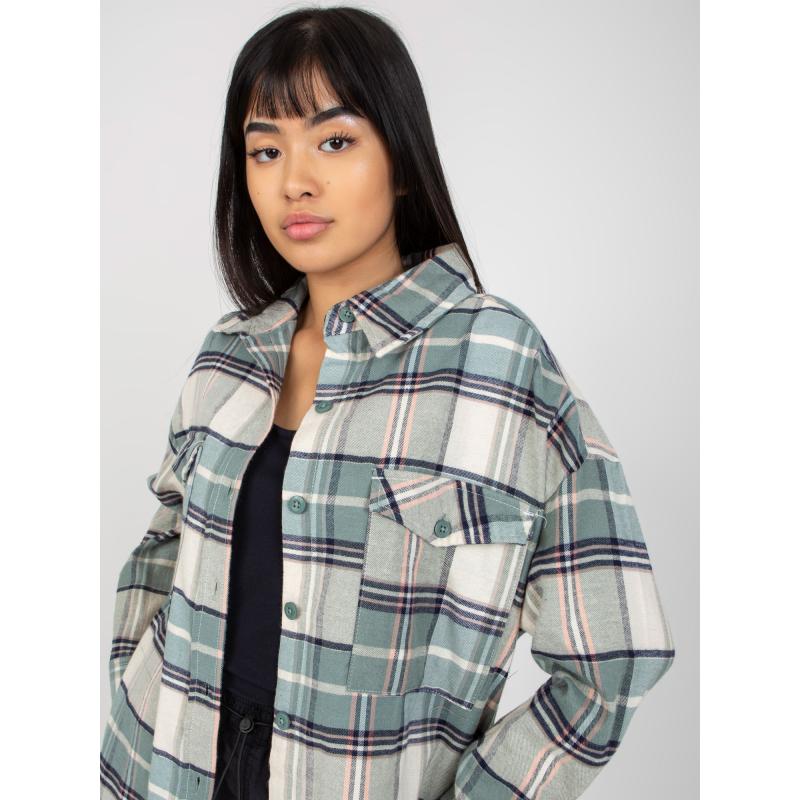 Női kockás hosszú ing STITCH & SOUL khaki színben