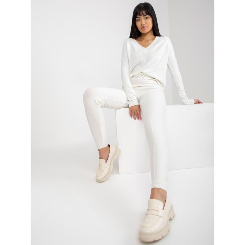 Dámské kalhoty s žebrovaným pasem FAY ecru