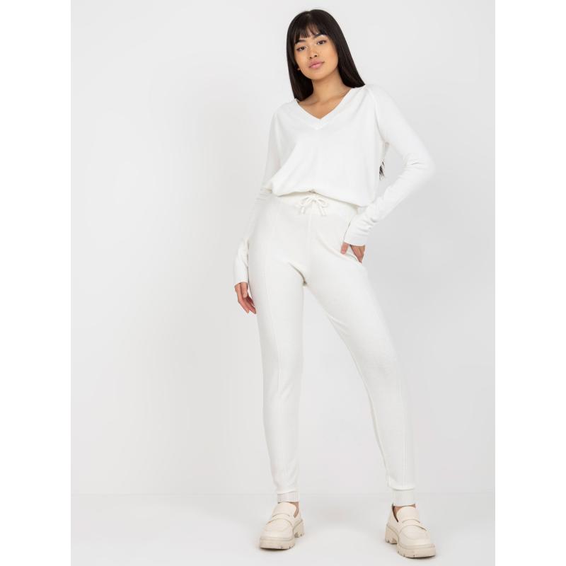 Dámské kalhoty s žebrovaným pasem FAY ecru