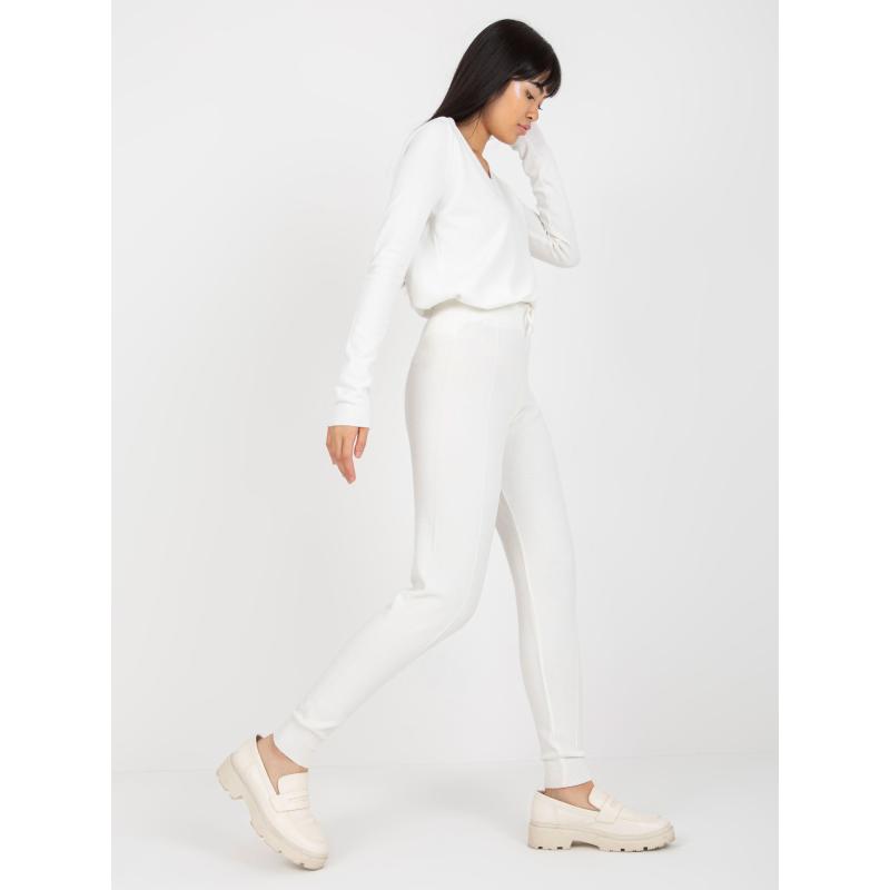 Dámské kalhoty s žebrovaným pasem FAY ecru