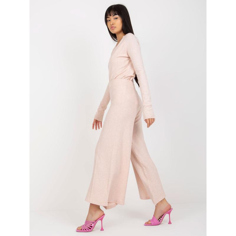 Női széles szárú nadrág CHER világos rózsaszín