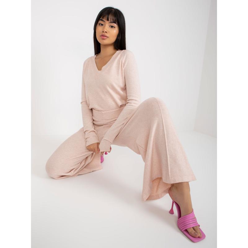 Női széles szárú nadrág CHER világos rózsaszín