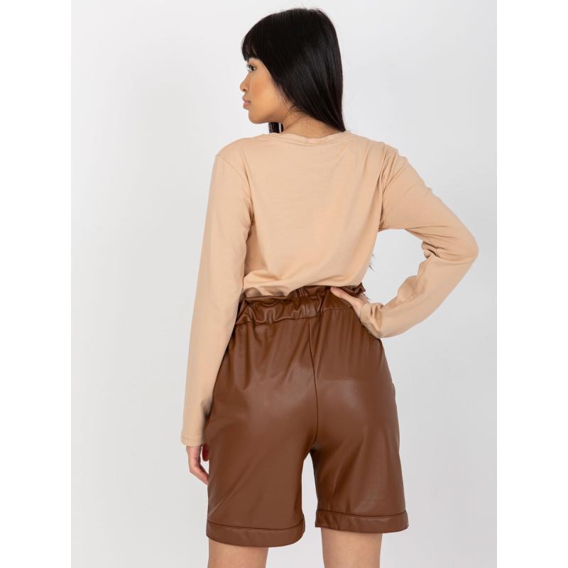 Damskie szorty skórzane LEONE brązowe