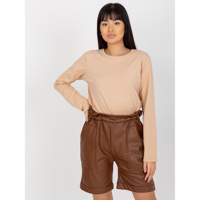Damskie szorty skórzane LEONE brązowe