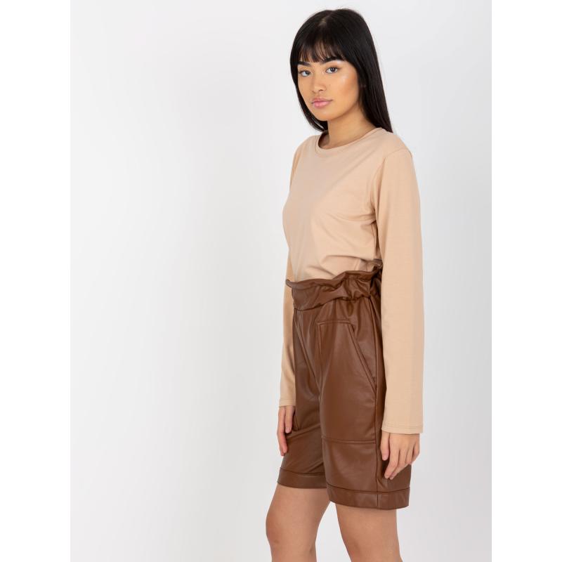 Damskie szorty skórzane LEONE brązowe