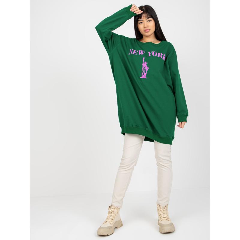 Dámská mikina s nápisem MARGE tmavě zeleno-fialová 