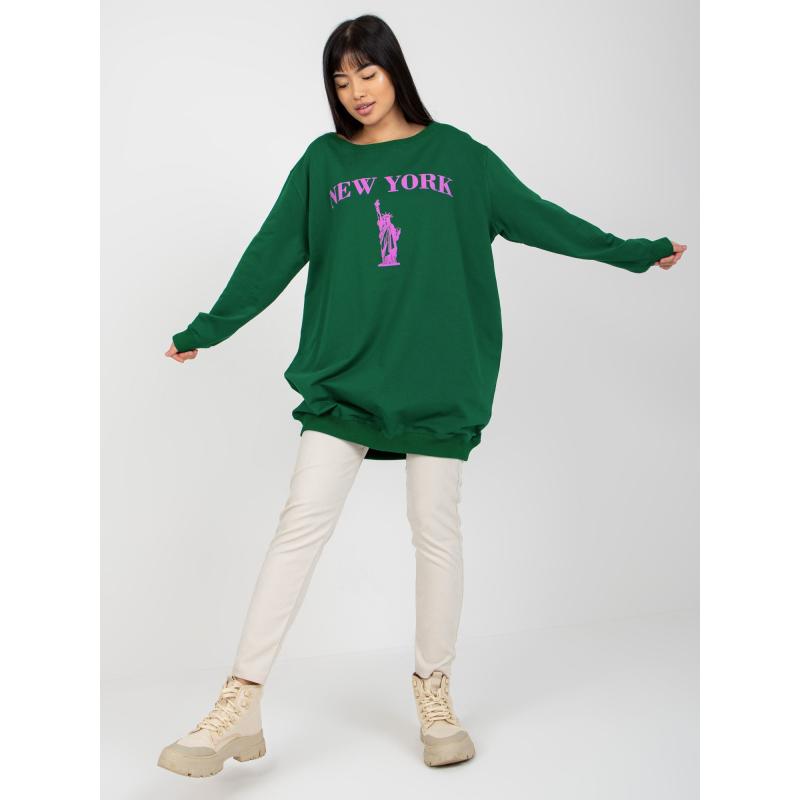 Dámská mikina s nápisem MARGE tmavě zeleno-fialová 