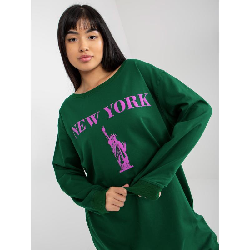 Dámská mikina s nápisem MARGE tmavě zeleno-fialová 