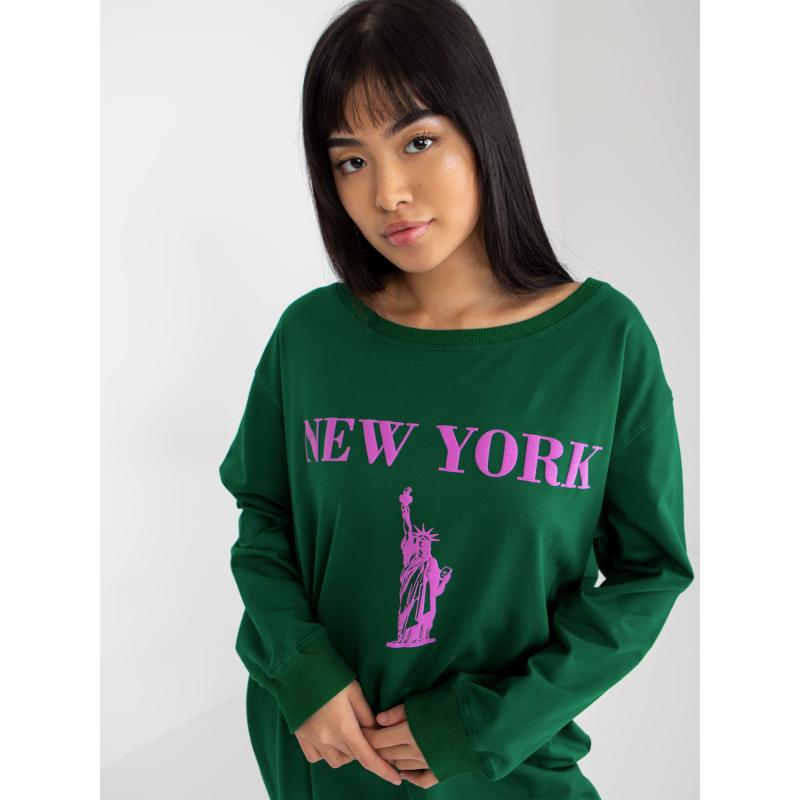 Dámská mikina s nápisem MARGE tmavě zeleno-fialová 