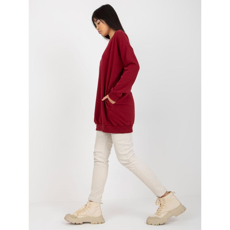 Női oversize pulóver HENRIETTA bordóbarna