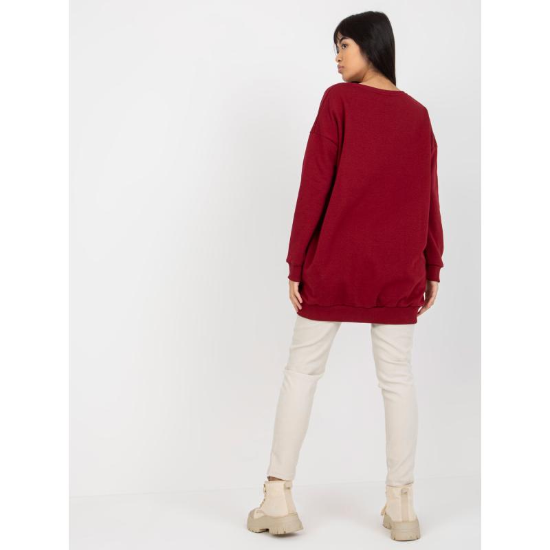 Női oversize pulóver HENRIETTA bordóbarna